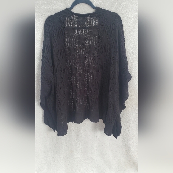 Style & CO BOHO Sweater Cardigan Black Size L/XL Poncho Style Open Front - Picture 1 of 10